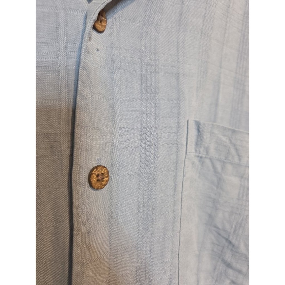 Tommy Bahama Silk Camp Shirt Men Medium Vintage Blue Textured Button Up Hawaiian - Picture 3 of 3